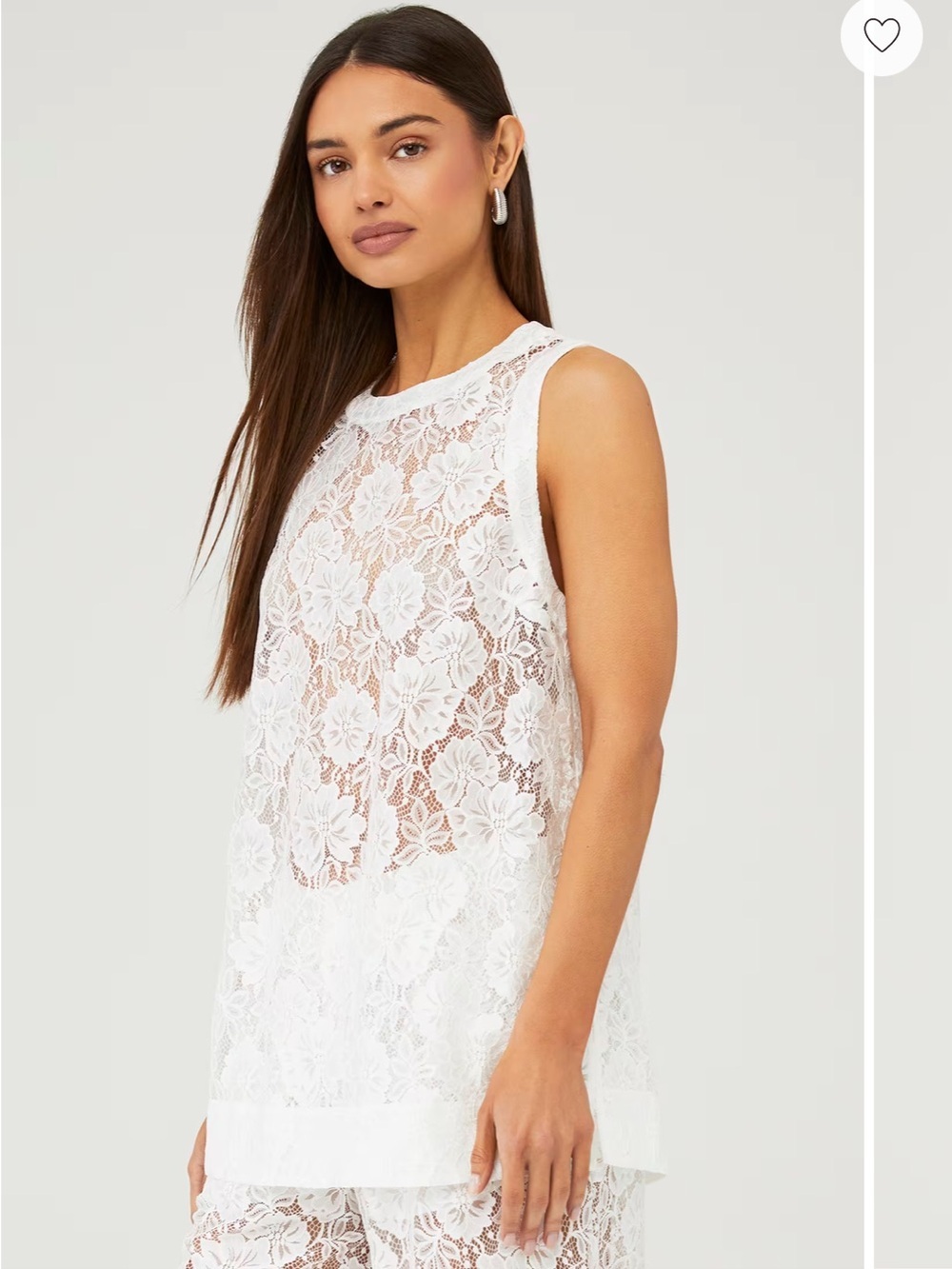 Être Aimé Sloan Lace Tunic White Floral Sleeveless Top Size Small - Picture 3 of 6